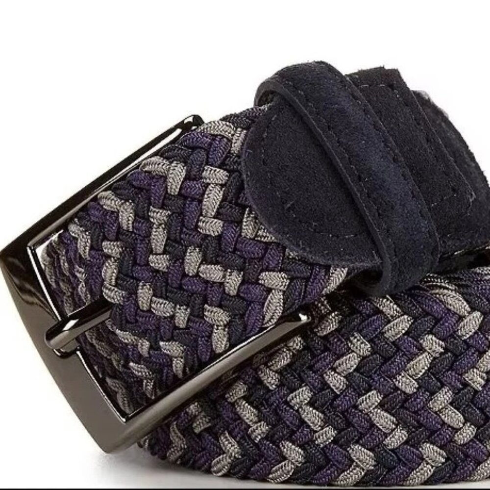 NEW Cremieux Big Man Braided Stretch Elastic Belt Navy Multicolor $70